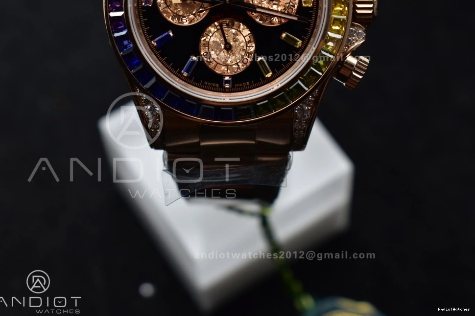 ZF SH Rainbow Bracelet Best 1:1 Diamonds 116595RBOW Durable Edition 776 Black RG Dial on Daytona 0416